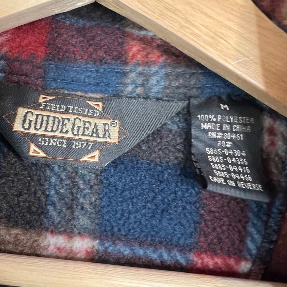 Guide Gear Polar Fleece Button Front Shirt Mens Medium Blue Red Plaid New NWT - Picture 4 of 7